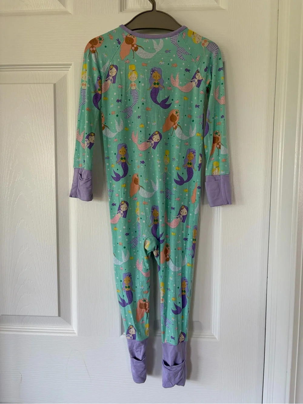 Little Sleepies Mint Mermaid Footed One-Piece with Lavender Trim